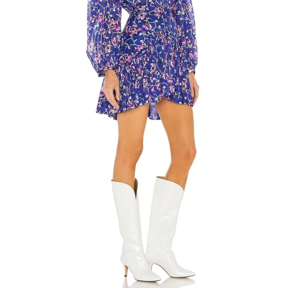 Isabel Marant Etoile Saureena Mini Skirt Electric Blue Ditsy Floral French Boho
